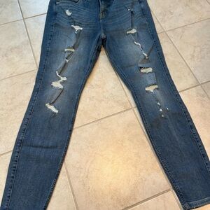 Distressed Blue Jeans